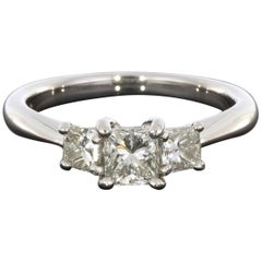 Platinum .75CTW Princess Diamond 3 Stone Engagement Ring