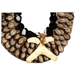 Black Tourmaline Necklace with Veraguas Gold Eagle Pendant over Shell Pectoral