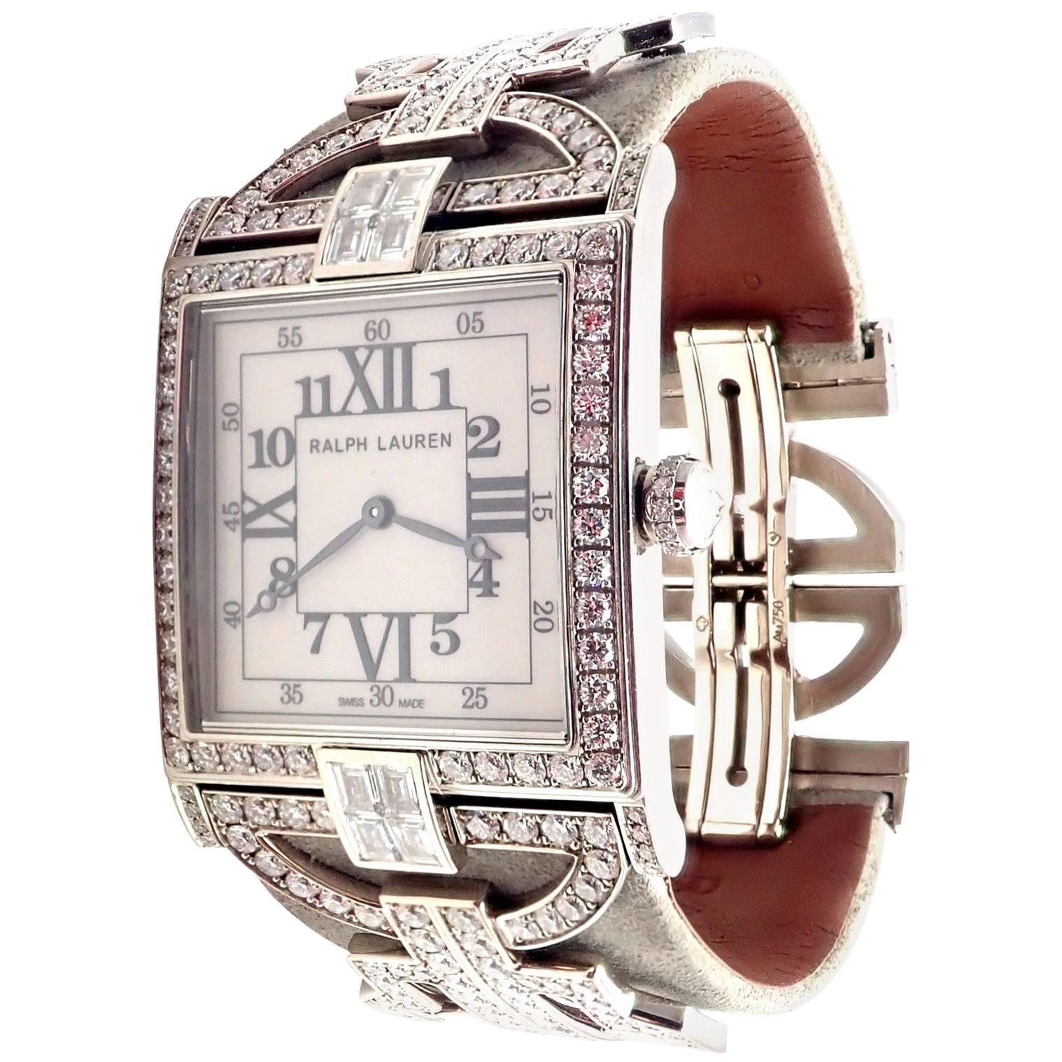 Ralph Lauren Ladies White Gold Diamond 867 Small manual Wristwatch