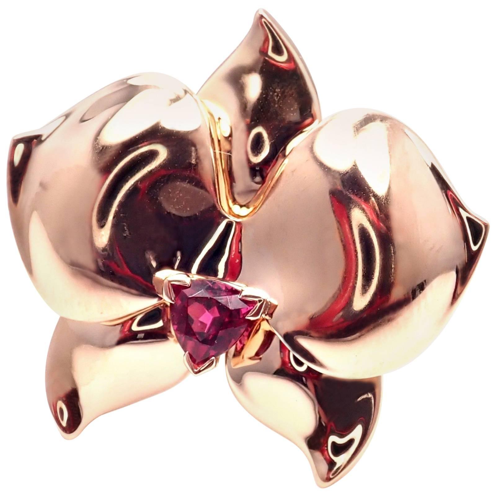 Cartier Caresse D'orchidees Pink Sapphire Large Rose Gold Ring