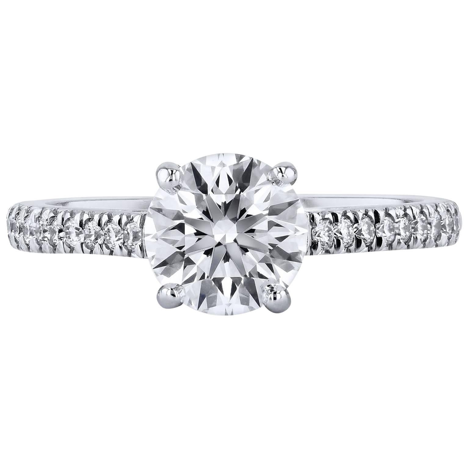 H & H 1.29 Carat Prong-Set Diamond Engagement Ring
