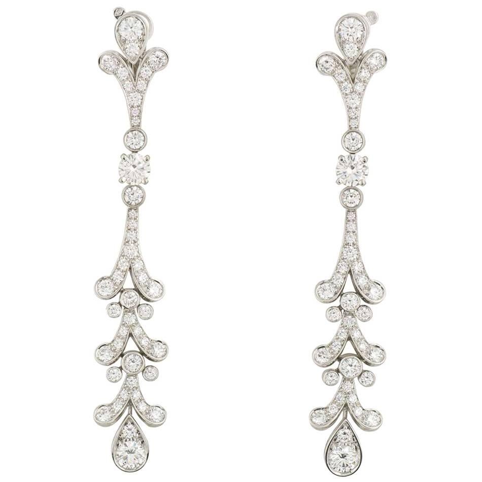 Cartier Diamond Tulipe Chandelier Earrings GIA Certified