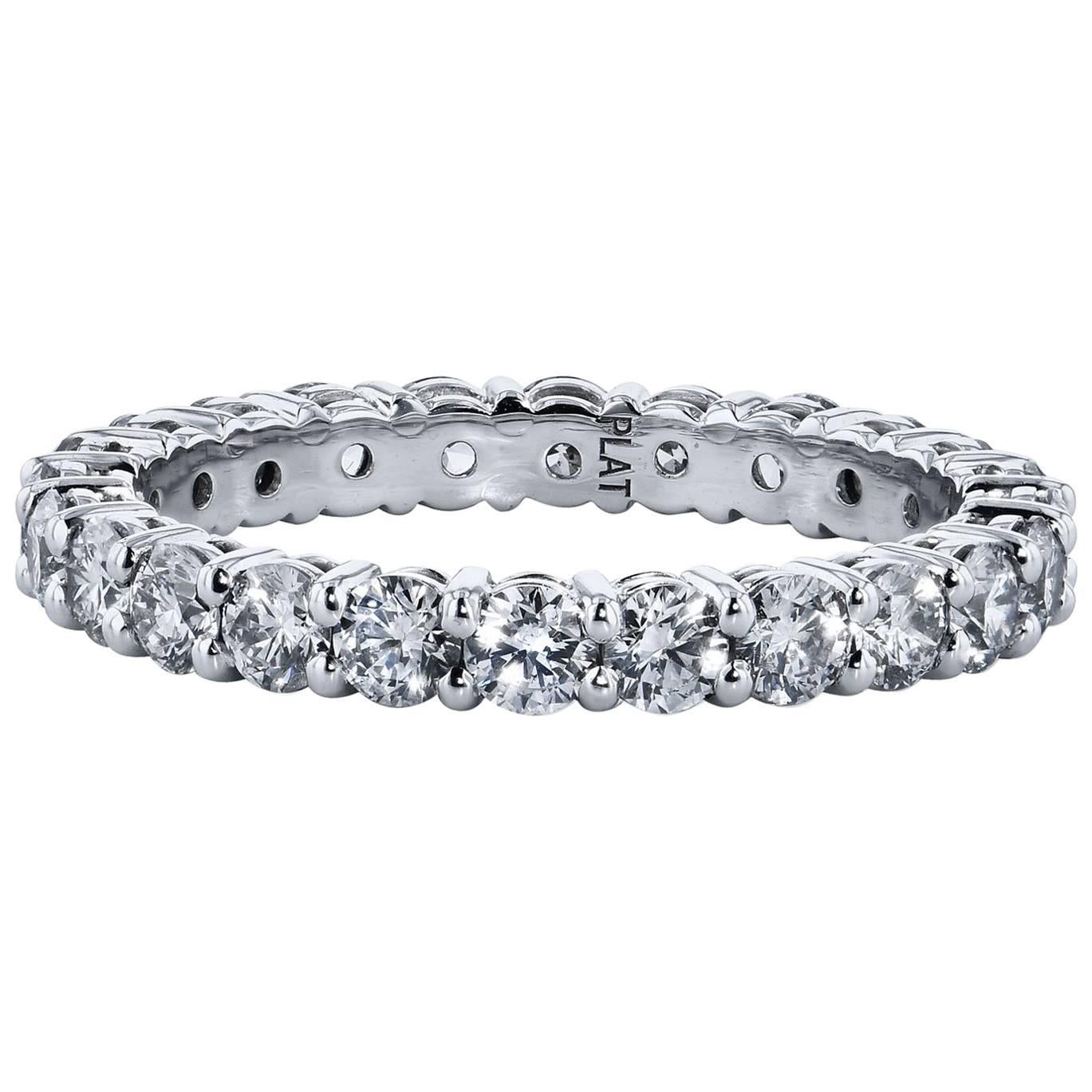 3.00 Carat Round Brilliant Cut  Diamond Shared Prong Eternity Band 5.5 For Sale
