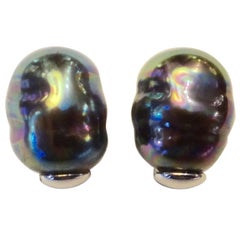 Michael Kneebone Baroque Tahitian Pearl Stud Earrings