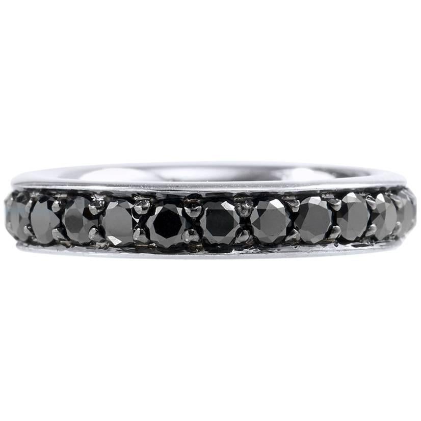 H&H 1.65 Carat Black Diamond Band Ring For Sale
