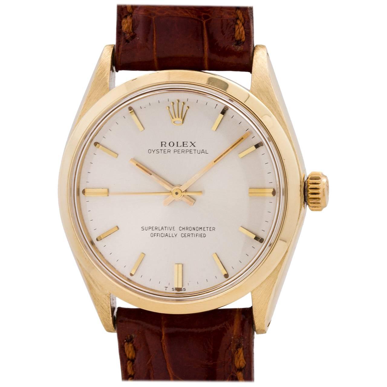 Rolex Yellow Gold Oyster Perpetual Self Winding Wristwatch Ref 1002, circa 1965