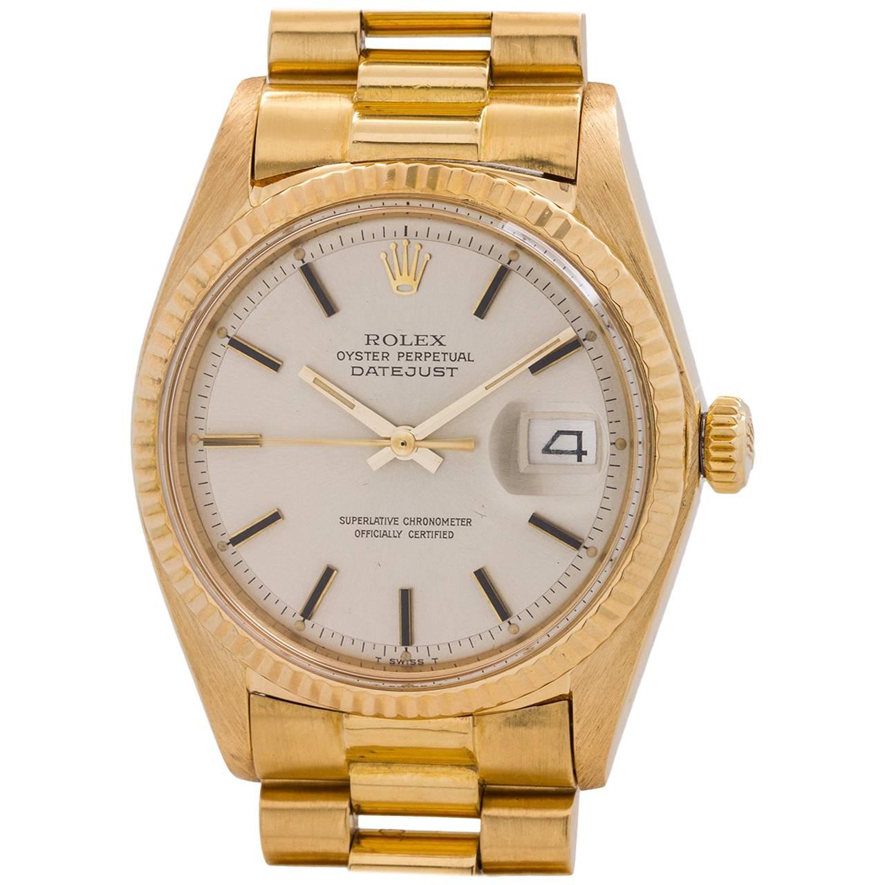 Rolex Yellow Gold Datejust Presidential Bracelet Wristwatch Ref 1601, circa 1972