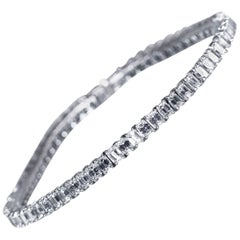 Vintage 10.00 Carat Diamond and Platinum Straight Line Bracelet