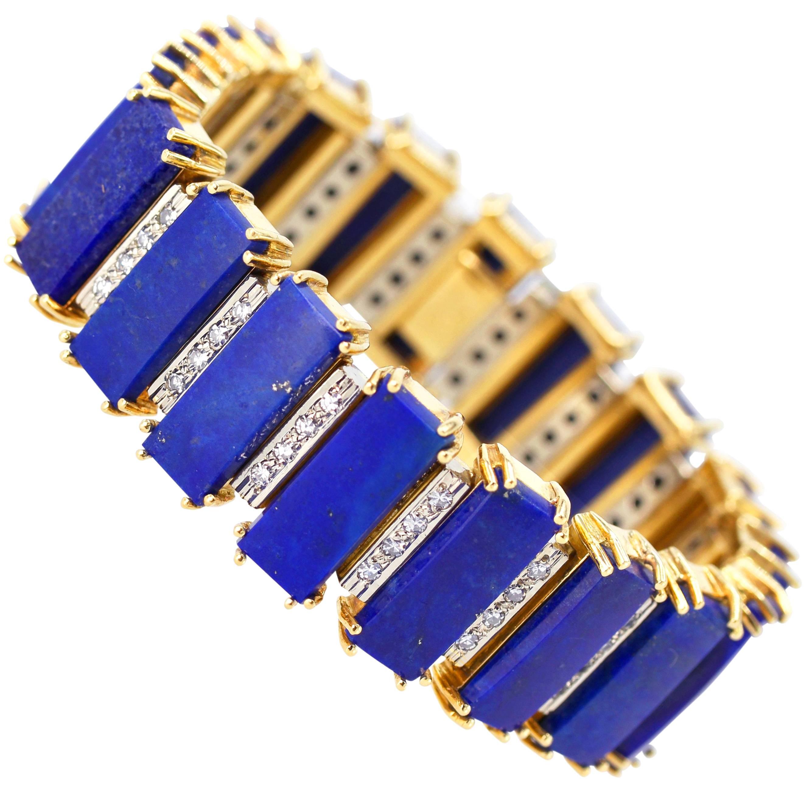 Birks Lapis Lazuli and Diamond Bracelet For Sale
