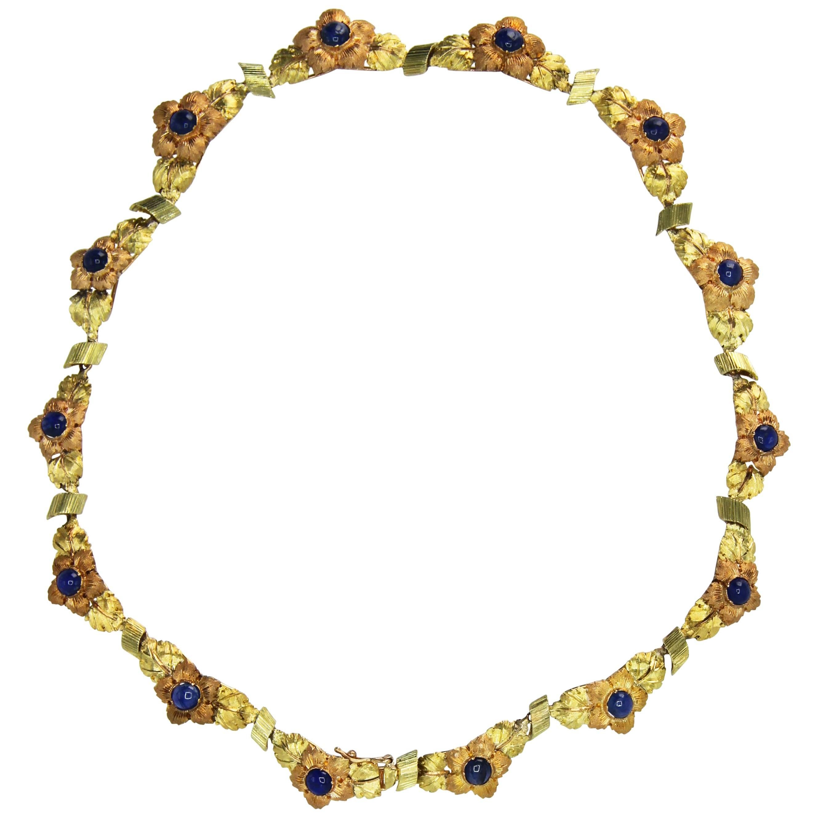 1960s Buccellati Sapphire and Two-Tone Gold Necklace For Sale