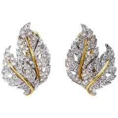 Buccellati Diamond and Two-Tone Gold Leaf Earclips
