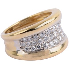 Gold Band Ring with Diamonds