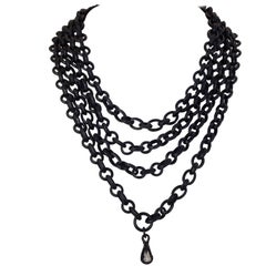 Victorian Jet Long Guard Chain 76 Inches