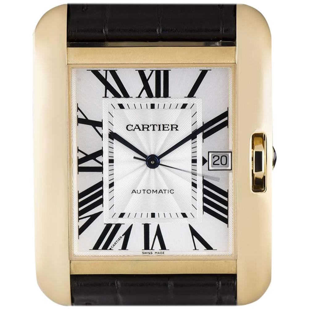 Cartier Unworn Tank Anglaise Gold Silver flinque Dial W5310032 Automatic Watch