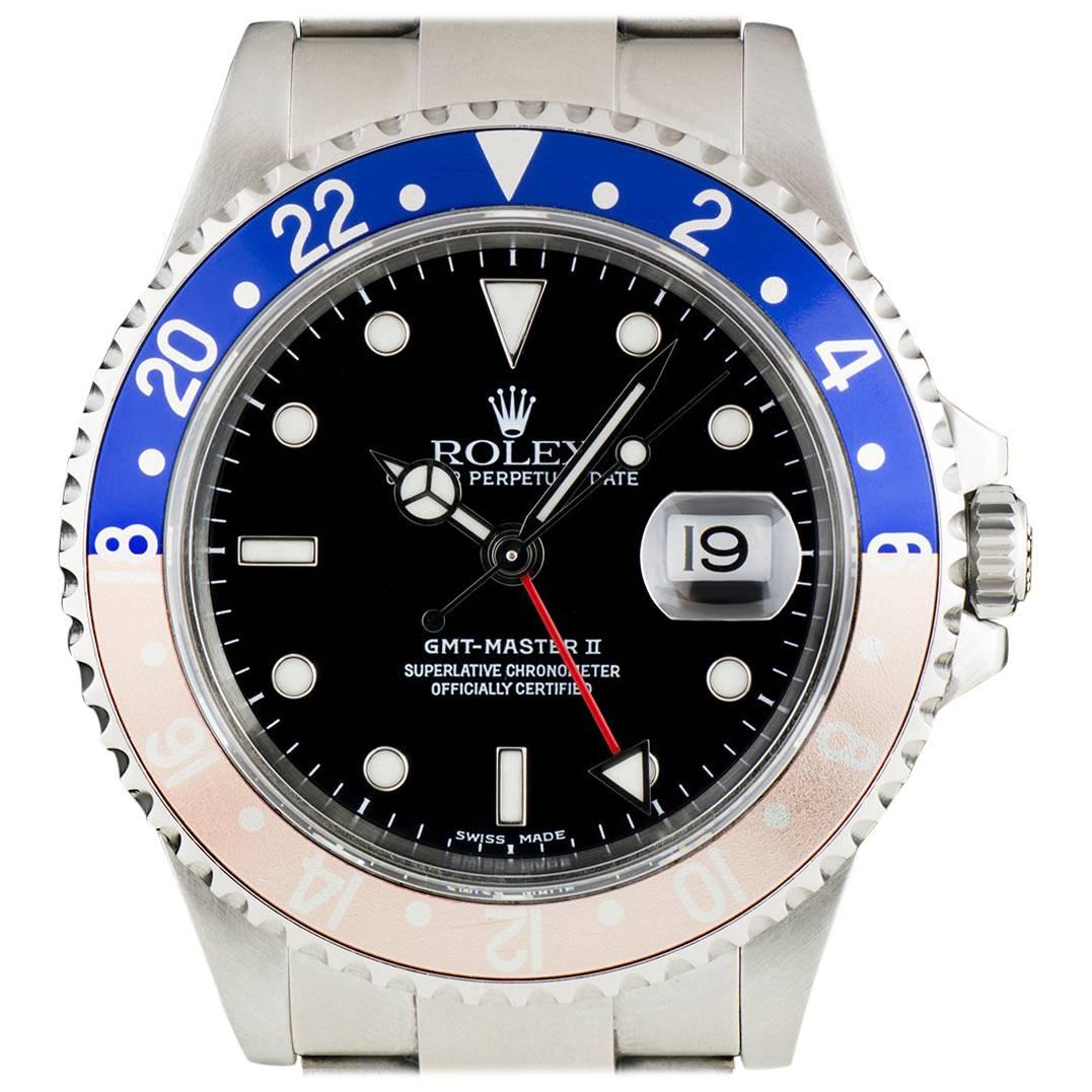 Rolex GMT-Master II Pepsi Bezel Gents Steel Black Dial 16710 Automatic Watch
