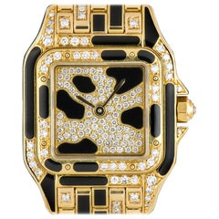 Cartier Yellow Gold Pavé Diamond Leopard Panthere Quartz Wristwatch