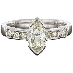 .96 Carat Marquise and Round Diamond Engagement Ring