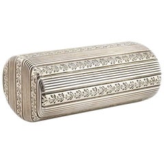 Fabergé Antique Russian Silver Oval Case Engraved with Laurel Bands