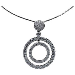 1.15 Carat Diamond Double Circle 18 Karat White Gold Pendant Necklace