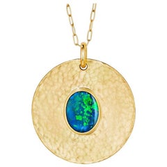 Large 18 Karat Gold Pendant Necklace with 2.03 Carat Solid Australian Opal