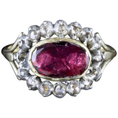 Antique Georgian Flat Cut Garnet Diamond Ring, circa 1750