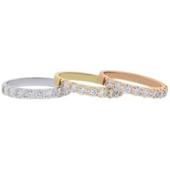 Tri-color Diamond Band Ring Set