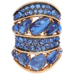 Sapphire Rose-Cut Cigar Band Ring