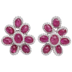 Ruby and Diamond White Gold Earrings