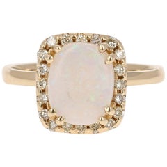 1.65 Carat Opal Diamond Yellow Gold Ring