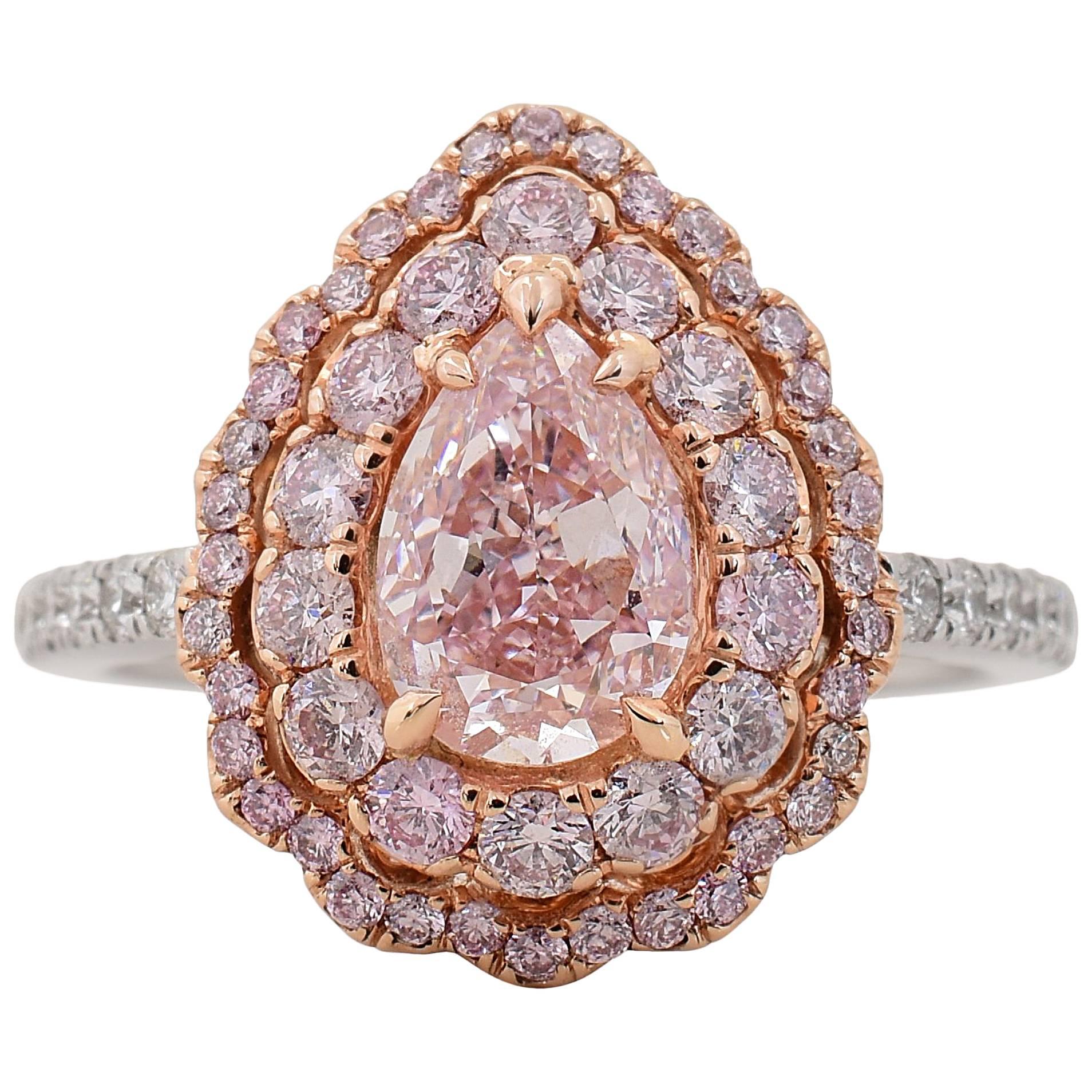 GIA Certified 1.21 Carat Fancy Pink Diamond Engagement Ring For Sale