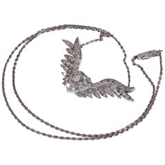 Victorian Diamond Heart and Wings Necklace