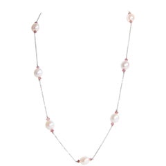 Pearls Necklace with Pink Tourmalines Faceted Washers by Marion Jeantet
