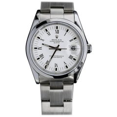 Rolex Date Unisex Midsize Stainless Steel Watch with Roman Dial Model 15200