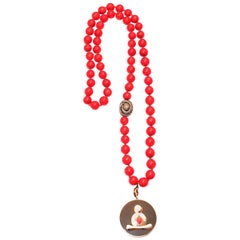 Clarissa Bronfman Ebony Buddha Pendant Beaded Necklace
