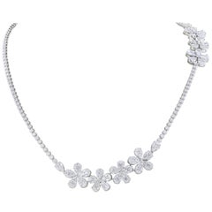 Diamond Necklace with Flower Motifs