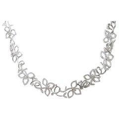 White Gold Floral Motif Diamond Necklace