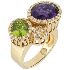 Ponte Vecchio Giollei Peridot, Amethyst and Diamond Ring