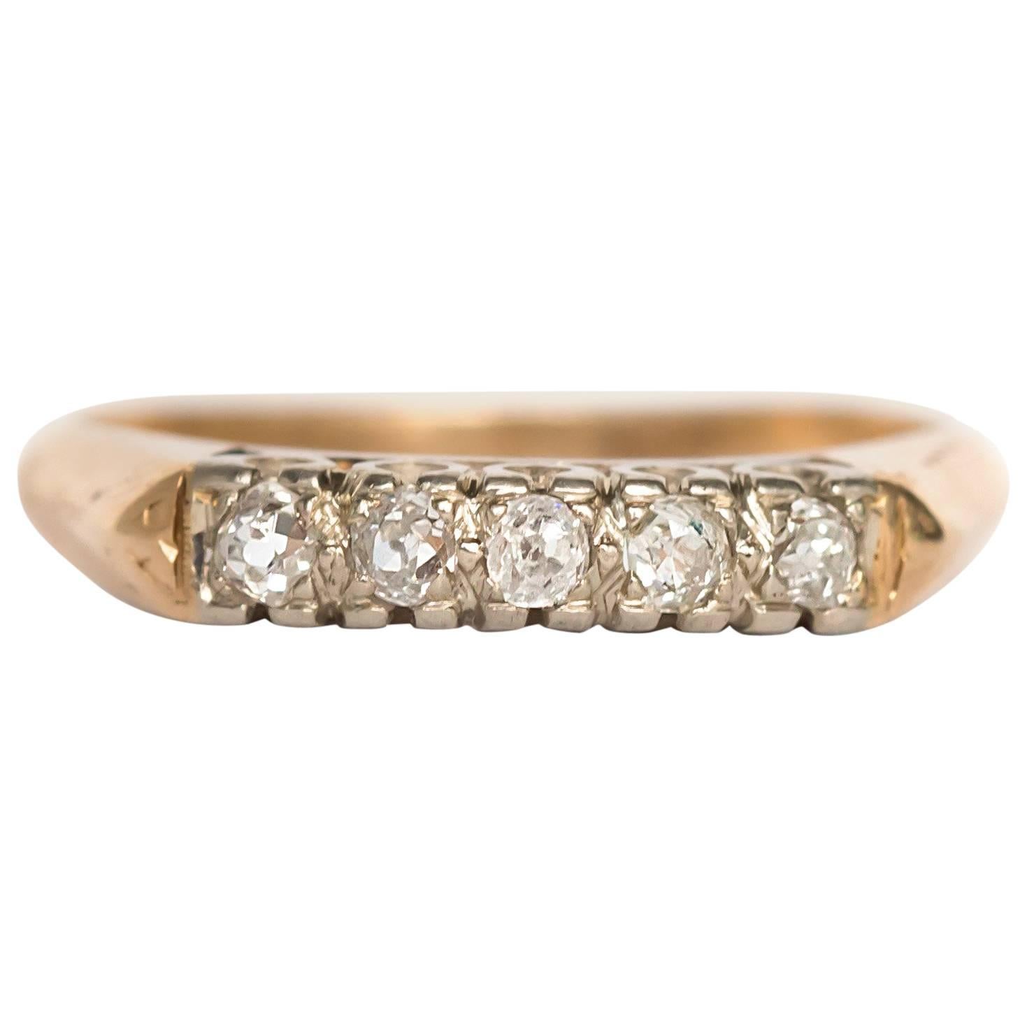 .15 Carat, Total Weight Diamond Yellow Gold Wedding Band For Sale
