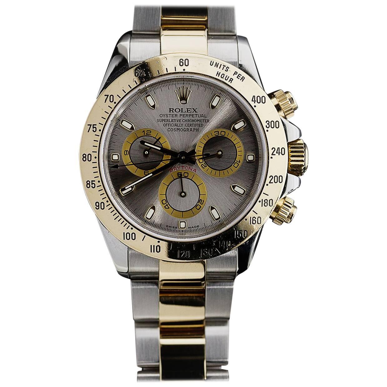 Rolex Yellow Gold Stainless Steel Daytona Cosmograph Wristwatch Ref 116523