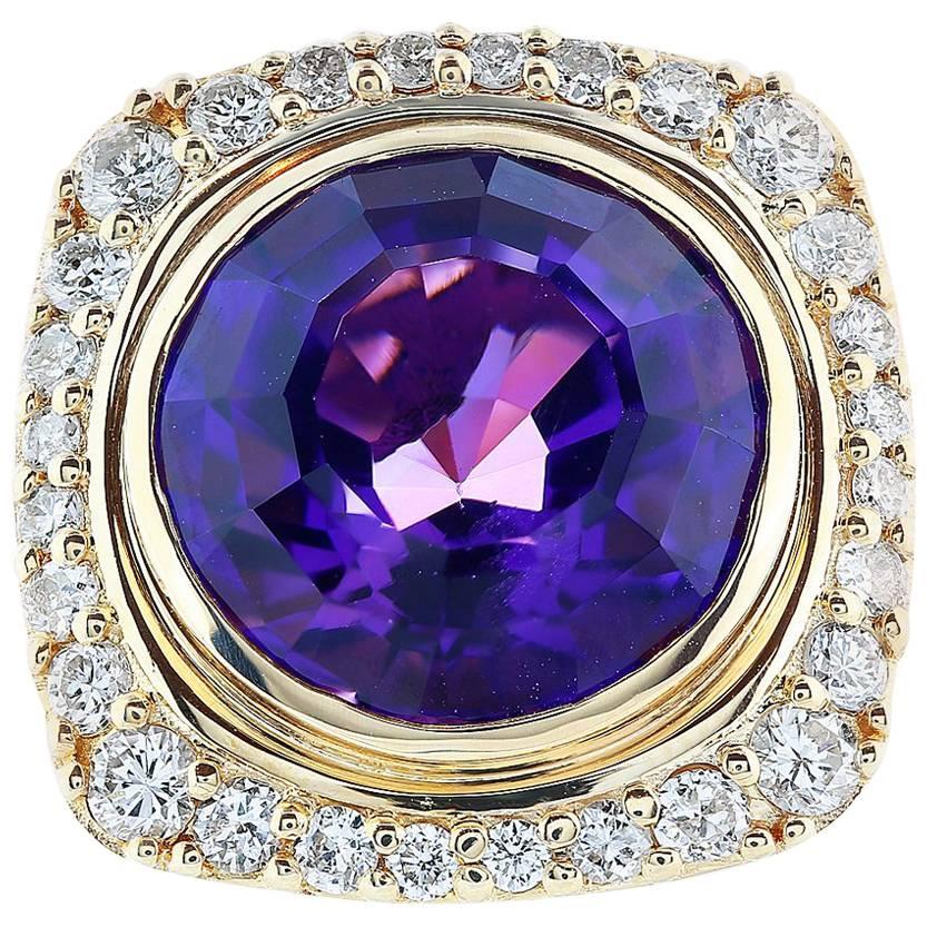 Amethyst and Diamond Ring For Sale