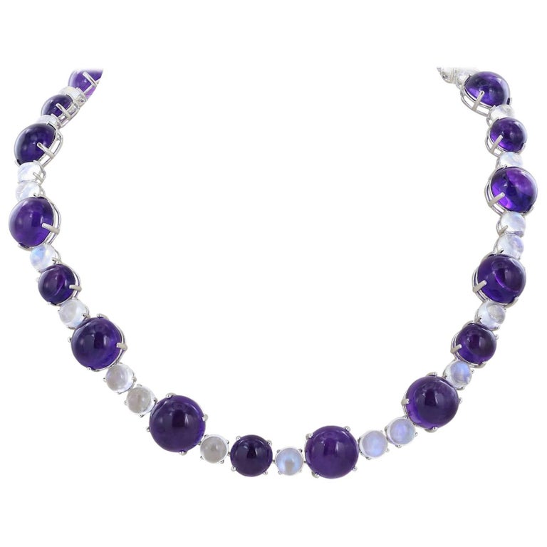 Amethyst and Moonstone Necklace For Sale at 1stDibs