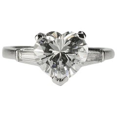 GIA 2.52 Carat Heart Shape Diamond in Platinum Ring