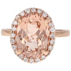 6.03 Carat Morganite Diamond Cocktail Ring