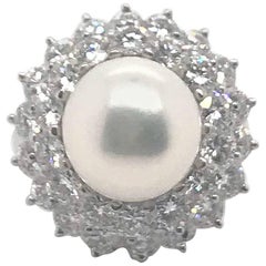 Vintage 4.80 Carat Diamond Pearl Princess Dress Ring or Pendant