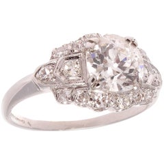 Art Deco 1.16 Carat Old European Cut Diamond Platinum Engagement Ring Art Deco 1.16 Carat Old European Cut Diamond Platinum Engagement Ring