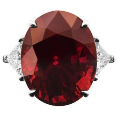 GRS Certified Red Ruby Oval with Diamonds Ring