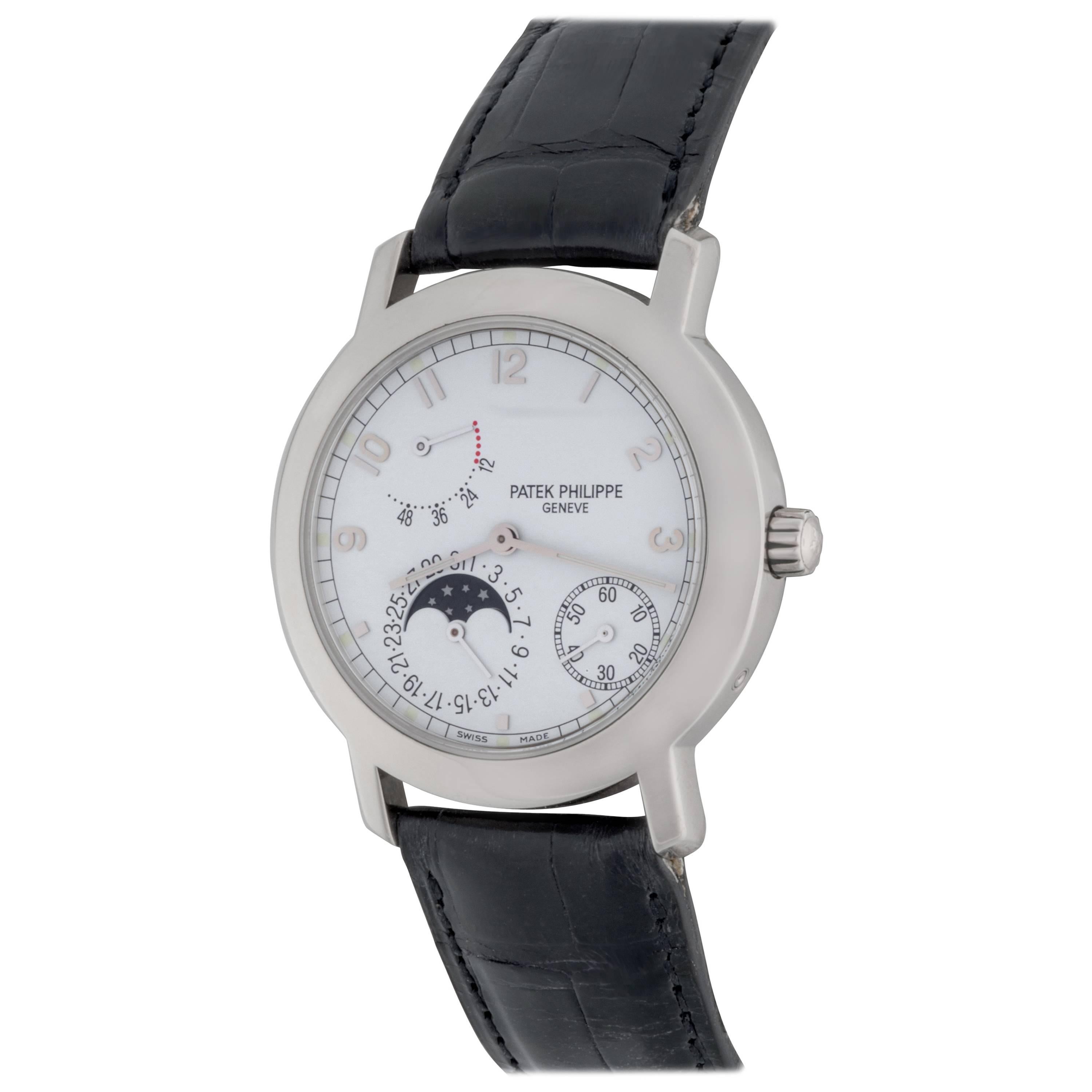 Patek Philippe White Gold Moonphase Automatic Wristwatch