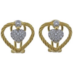Buccellati Diamond Gold Heart Earrings