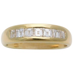 Vintage Gents Midcentury 18 Karat Asscher-Cut Diamond Wedding Band