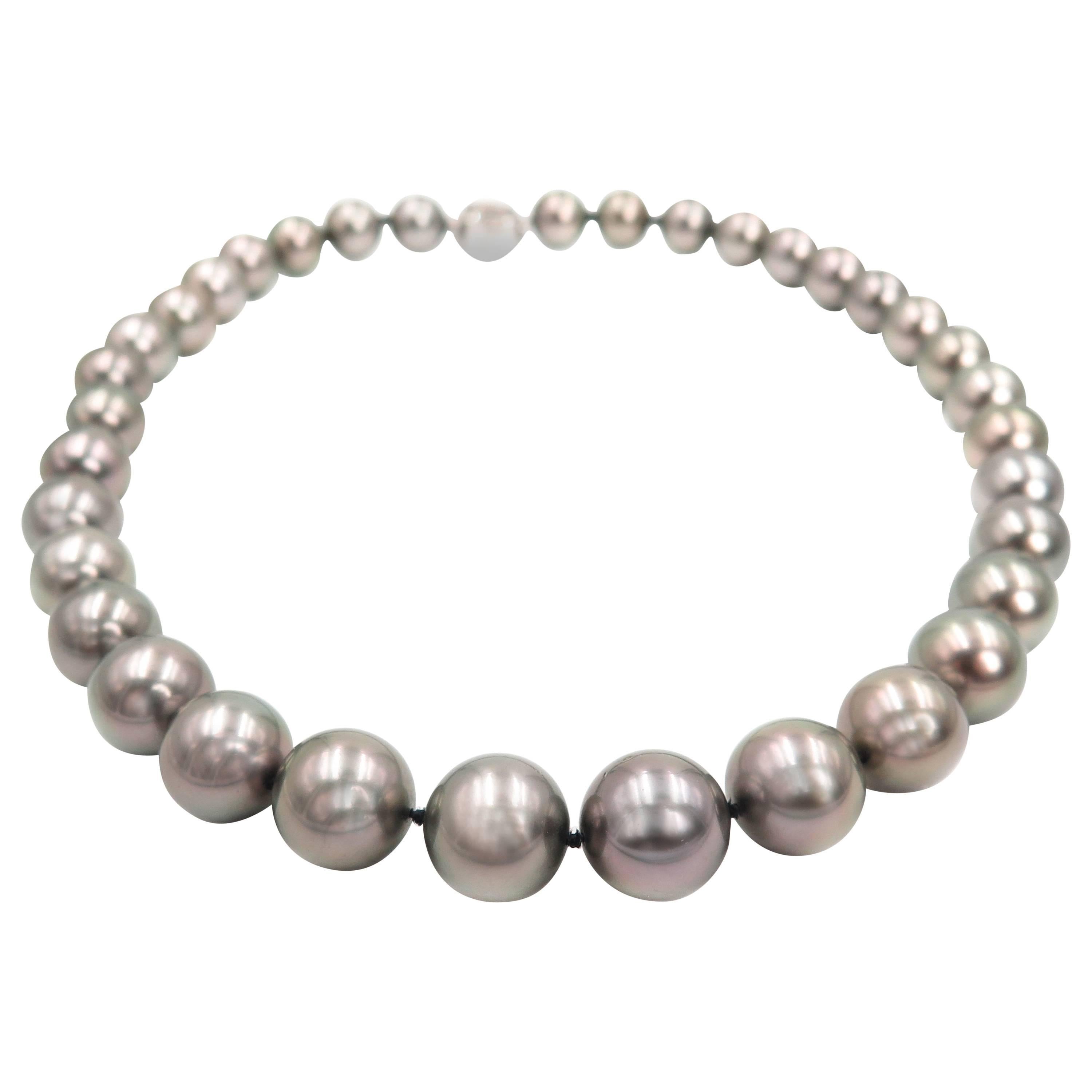 Graduated Black South Sea Pearl Necklace For Sale